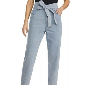 NUMERO Juniors' Tie-waist Cotton Jeans In Ice Blue Size 26 A003